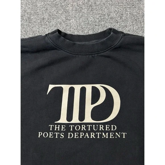 Womens Graphic Taylor Swift The Tortured Poets Department Black Crewneck, Size L - Picture 4 of 7